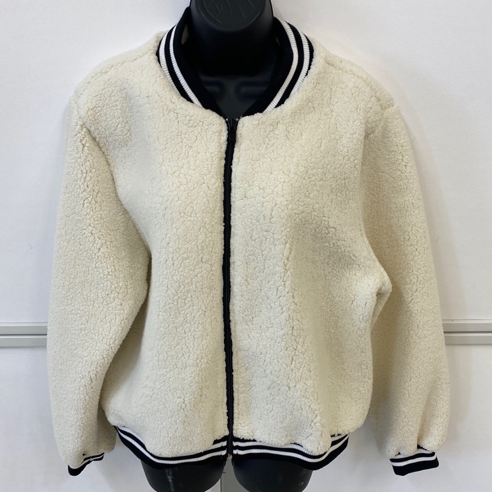 NWOT Fleece Varsity Style Zip Jacket